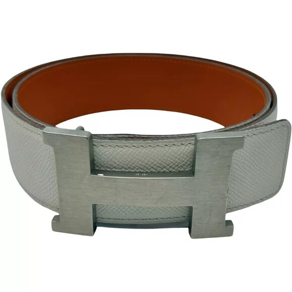 HERMES Constance H Belt 85 White Orange Square In L Leather main image 4